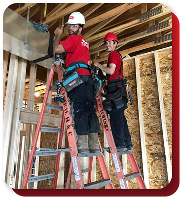 men installing ductwork
